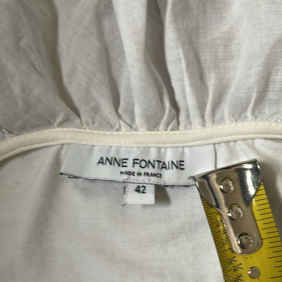 Anne Fontaine white ruffle collar 3/4 sleeve blouse, size European 42, US 8 - Picture 5 of 11